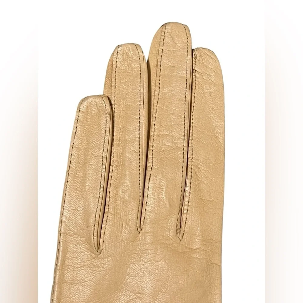 Chevreau vintage tan kid leather opera gloves Made in France
